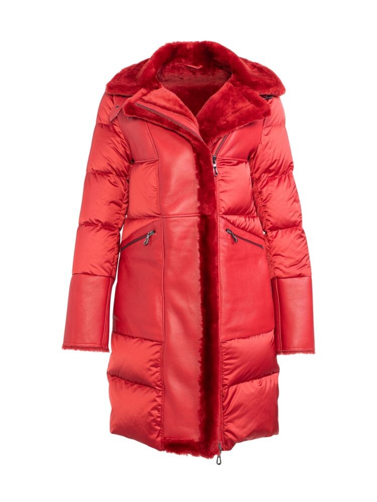 

Пуховик с отделкой из овчины Made For Generation Wolfie Furs, алый