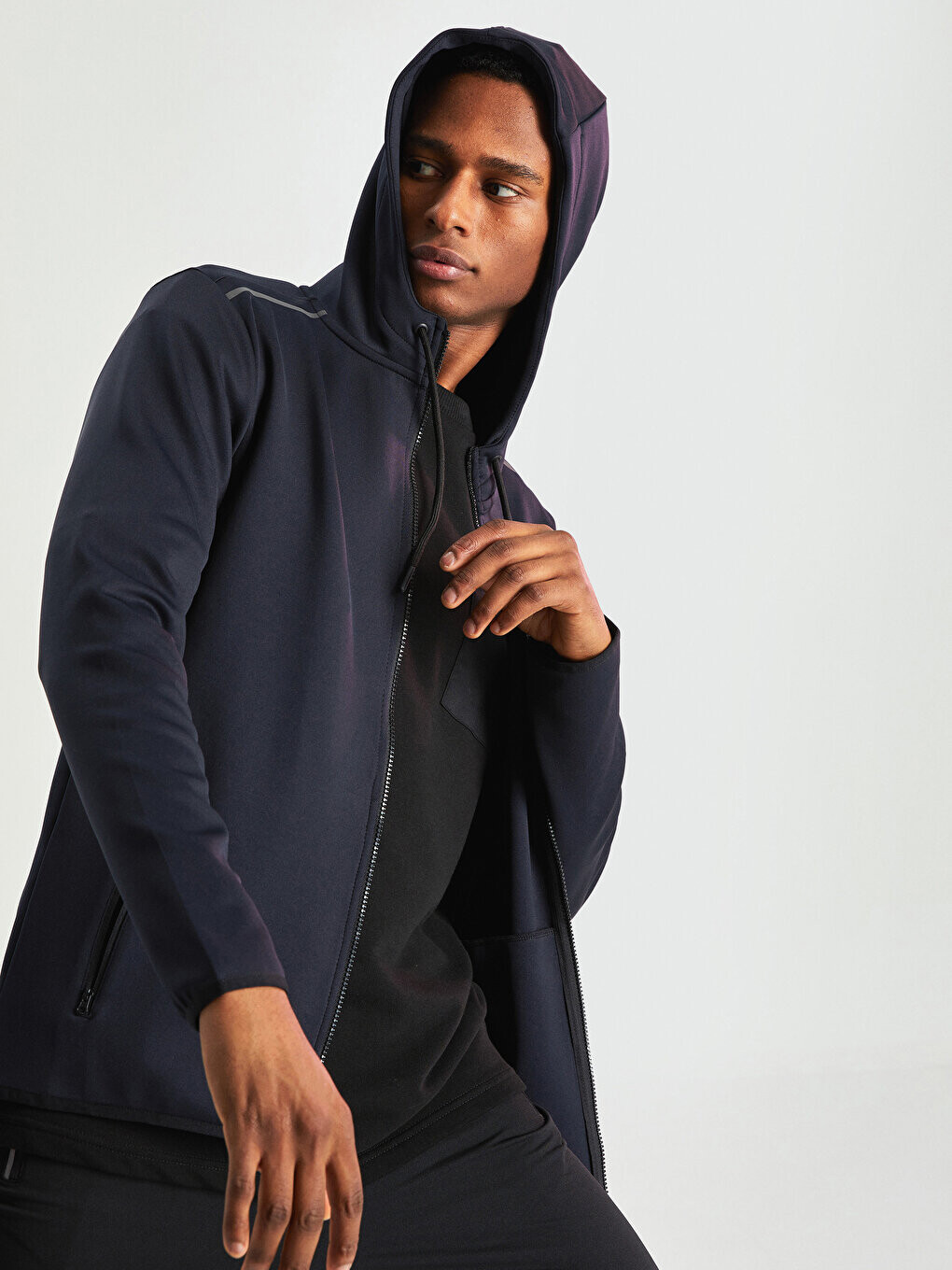 

Мужской спортивный кардиган Slim Fit с капюшоном LCW Casual, новый черный