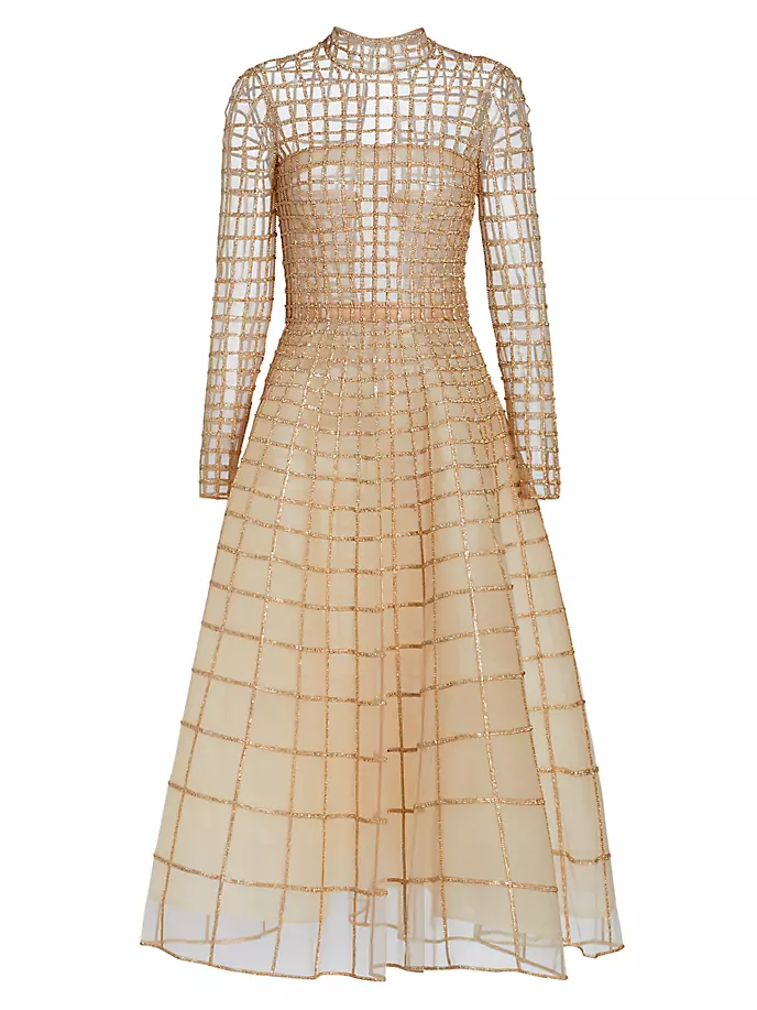 

Коктейльное платье с кристаллической сеткой Oscar De La Renta, цвет crystal