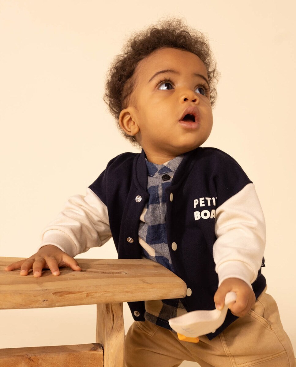 

Бейсбольная куртка из детского флиса Petit Bateau, синий
