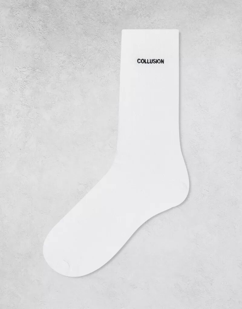 Белые носки унисекс COLLUSION с логотипом бренда носки белые унисекс