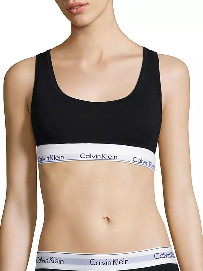 

Современный хлопковый бюстгальтер без косточек Calvin Klein, черный