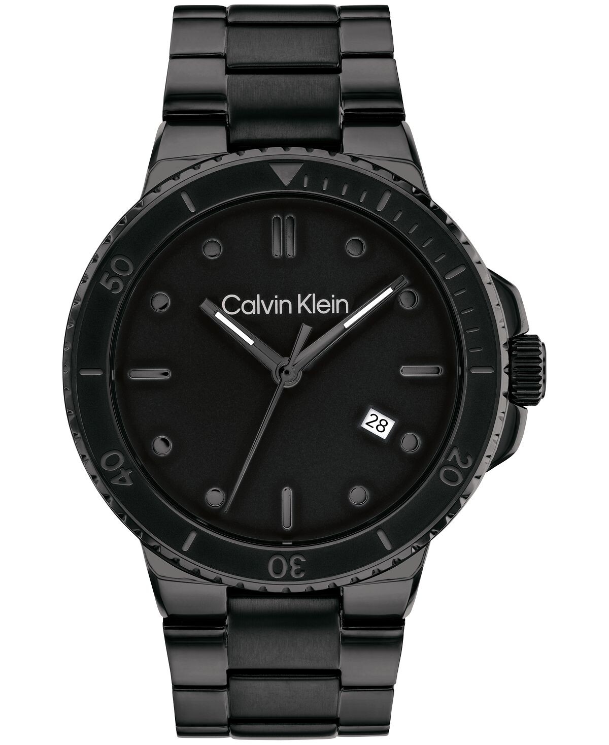 

Мужские черные часы-браслет из нержавеющей стали 44 мм Calvin Klein