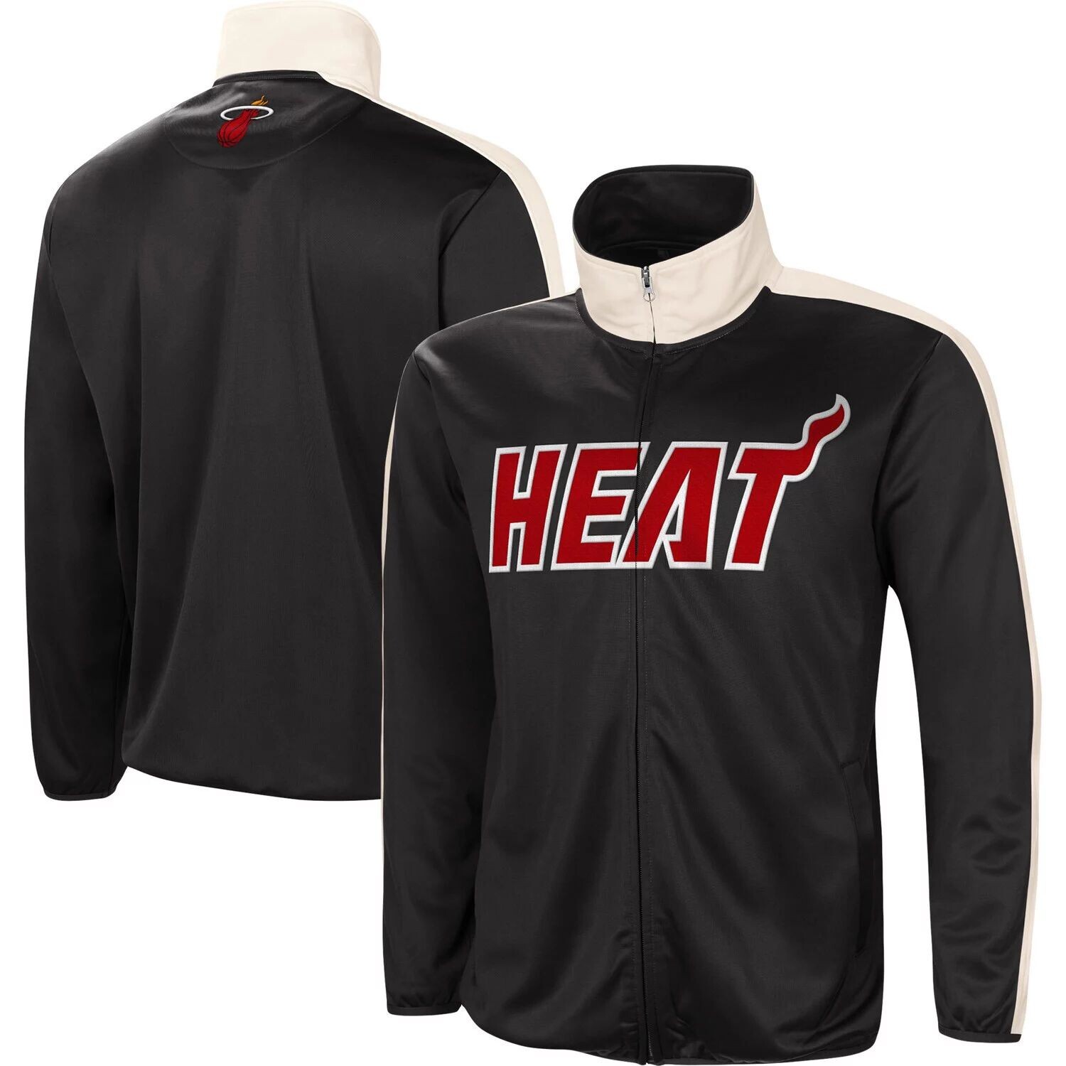 

Мужская спортивная куртка Carl Banks Black/White Miami Heat Zone Blitz Tricot с молнией во всю длину G-III