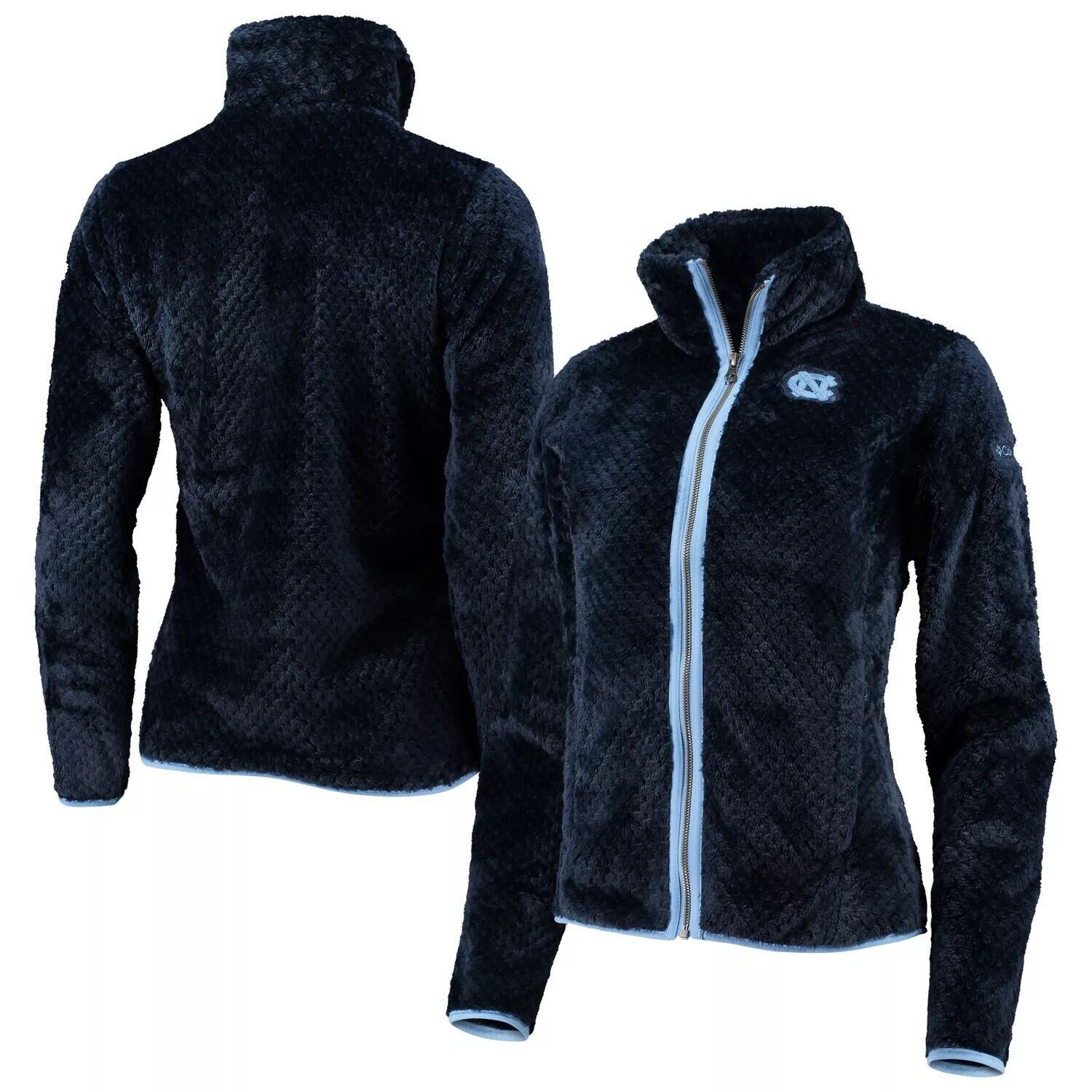 

Женская куртка Columbia Navy North Carolina Tar Heels Fireside II Sherpa с молнией во всю длину
