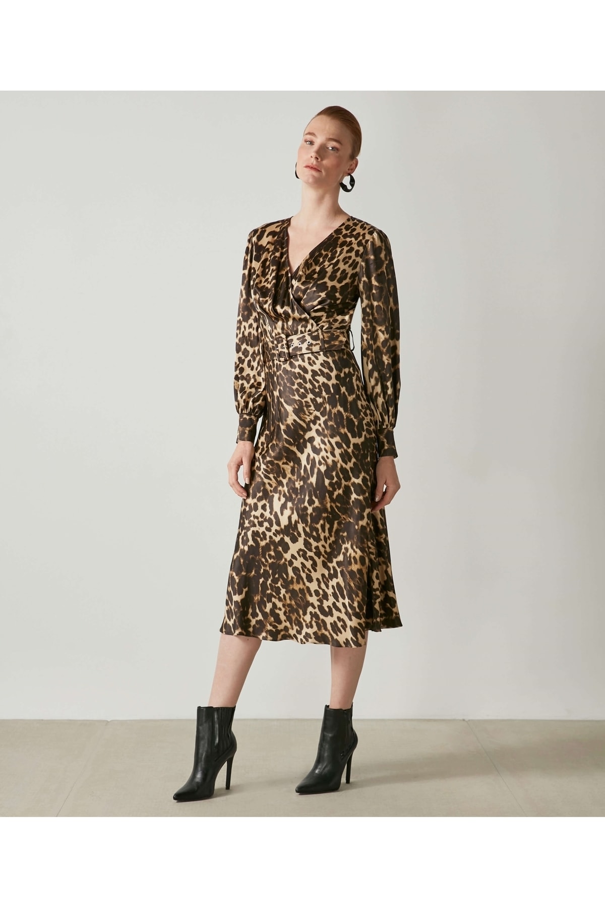 Платье с леопардовым узором İpekyol, коричневый пушистый рюкзак с леопардовым узором коричневый