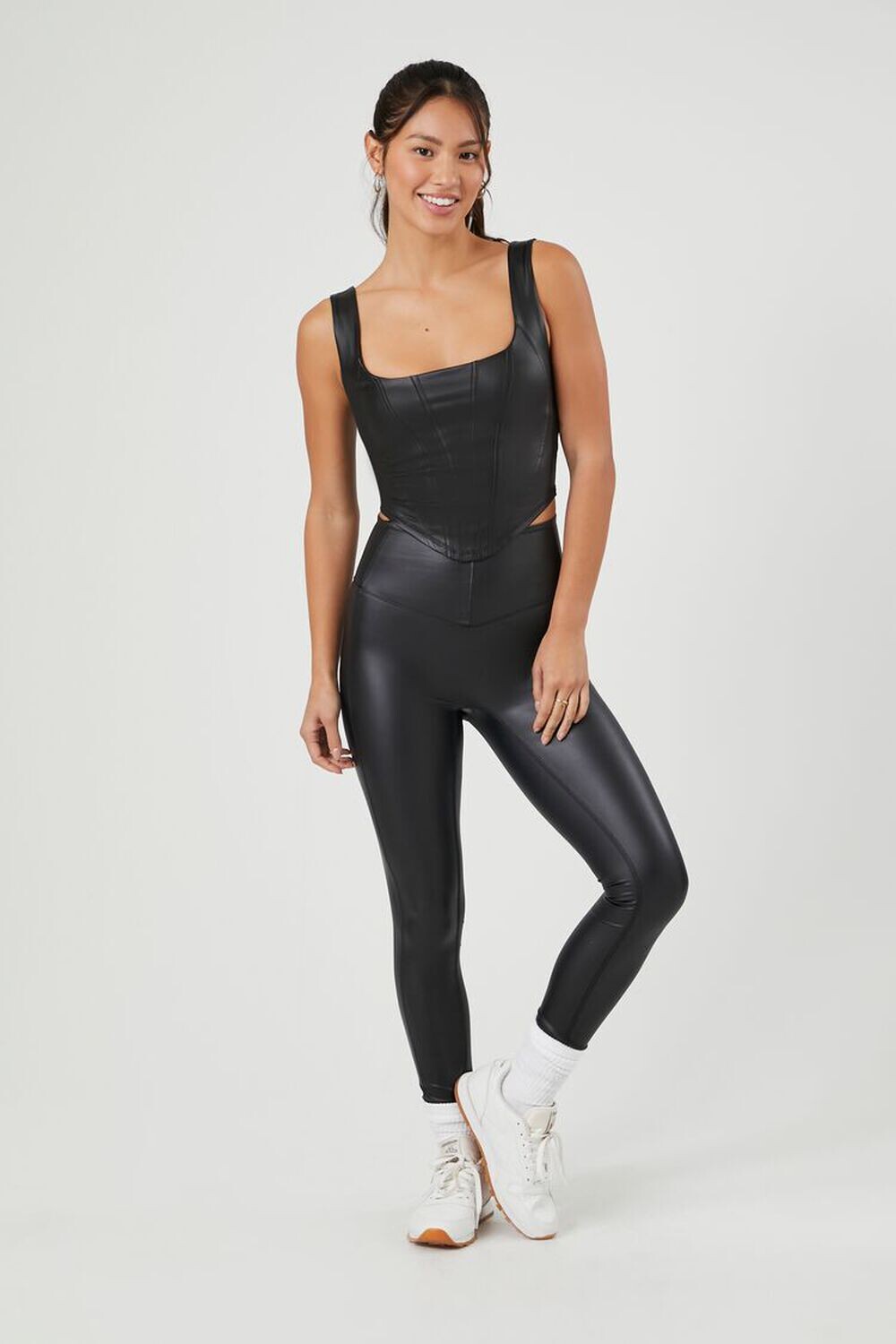 

Леггинсы из искусственной кожи Active Forever 21, черный