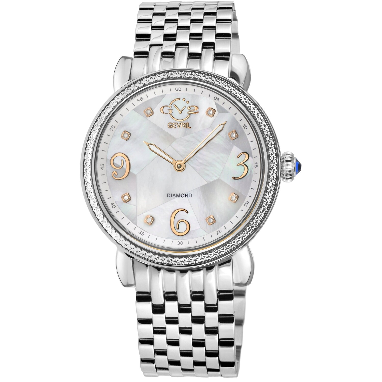 

Швейцарские кварцевые часы Ravenna Blue MOP Dial 12610B GV2, серебро