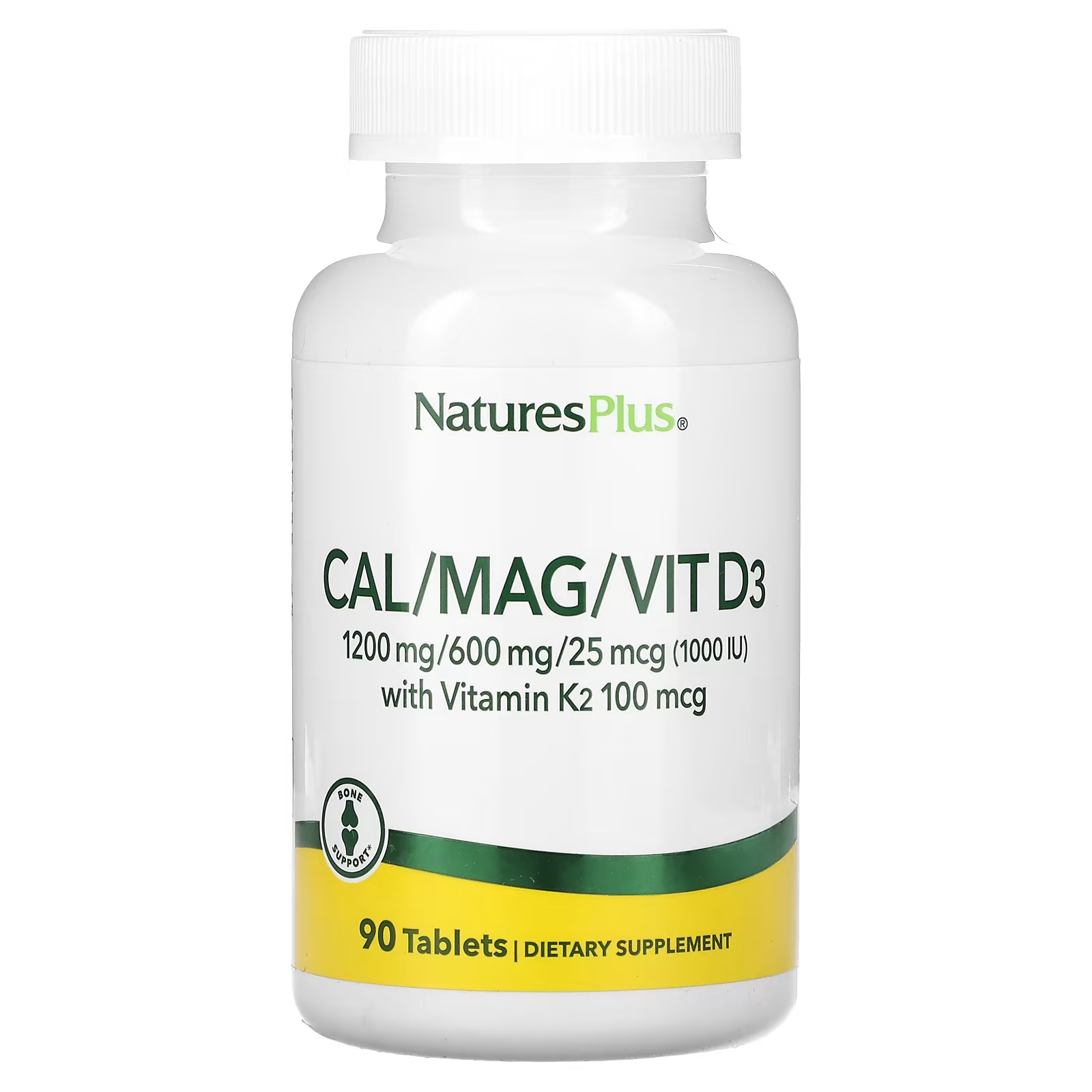Пищевая добавка NaturesPlus Кальций-магний-витамин D3 с витамином K2, 90 таблеток цена и фото