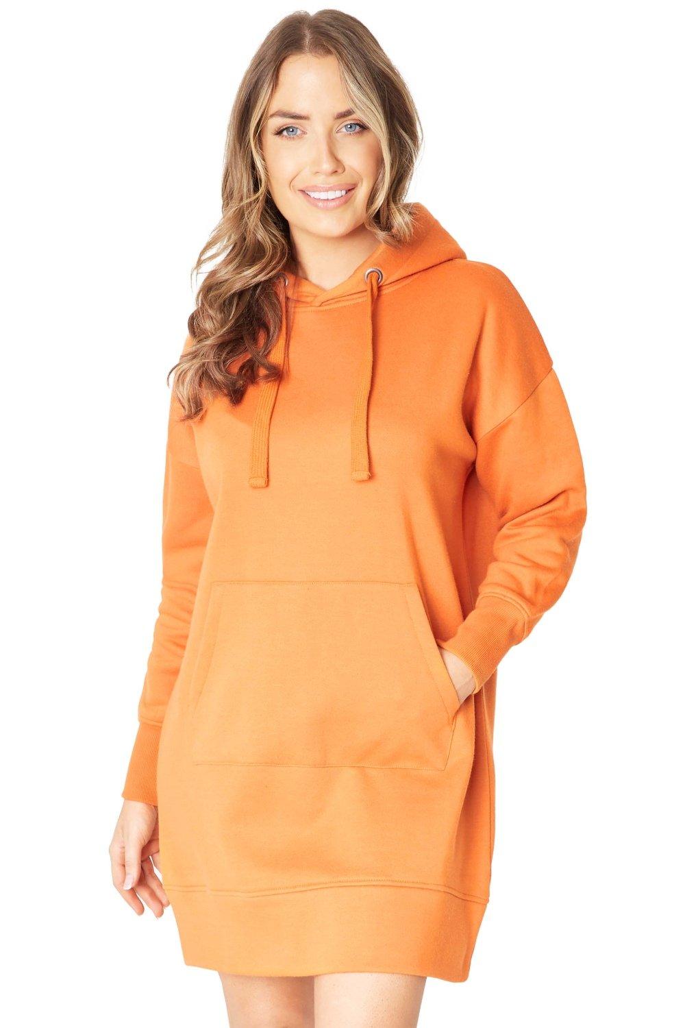 Толстовка с капюшоном, длинное платье CityComfort, оранжевый женское платье с капюшоном super natural оливковый