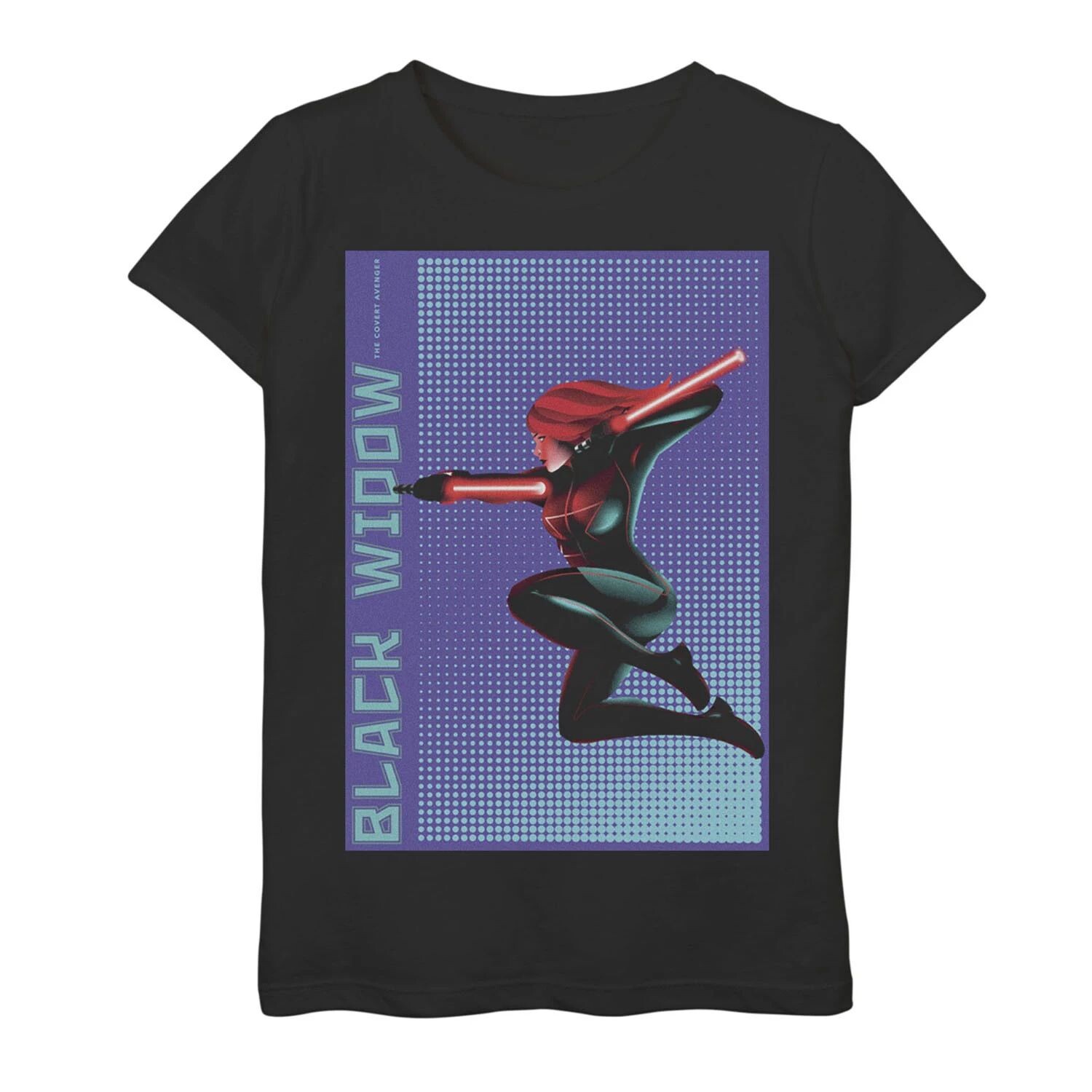 

Футболка с плакатом в стиле поп-арт для девочек 7–16 лет Marvel Black Widow в полутонах Marvel