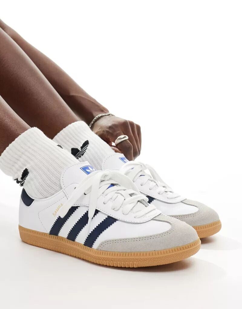 Белые и синие индиго кроссовки adidas Originals Samba OG белые кроссовки adidas originals samba og