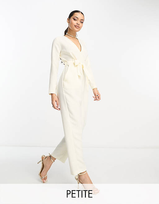 

Кремовый комбинезон-кимоно с завязкой на талии Closet London Petite