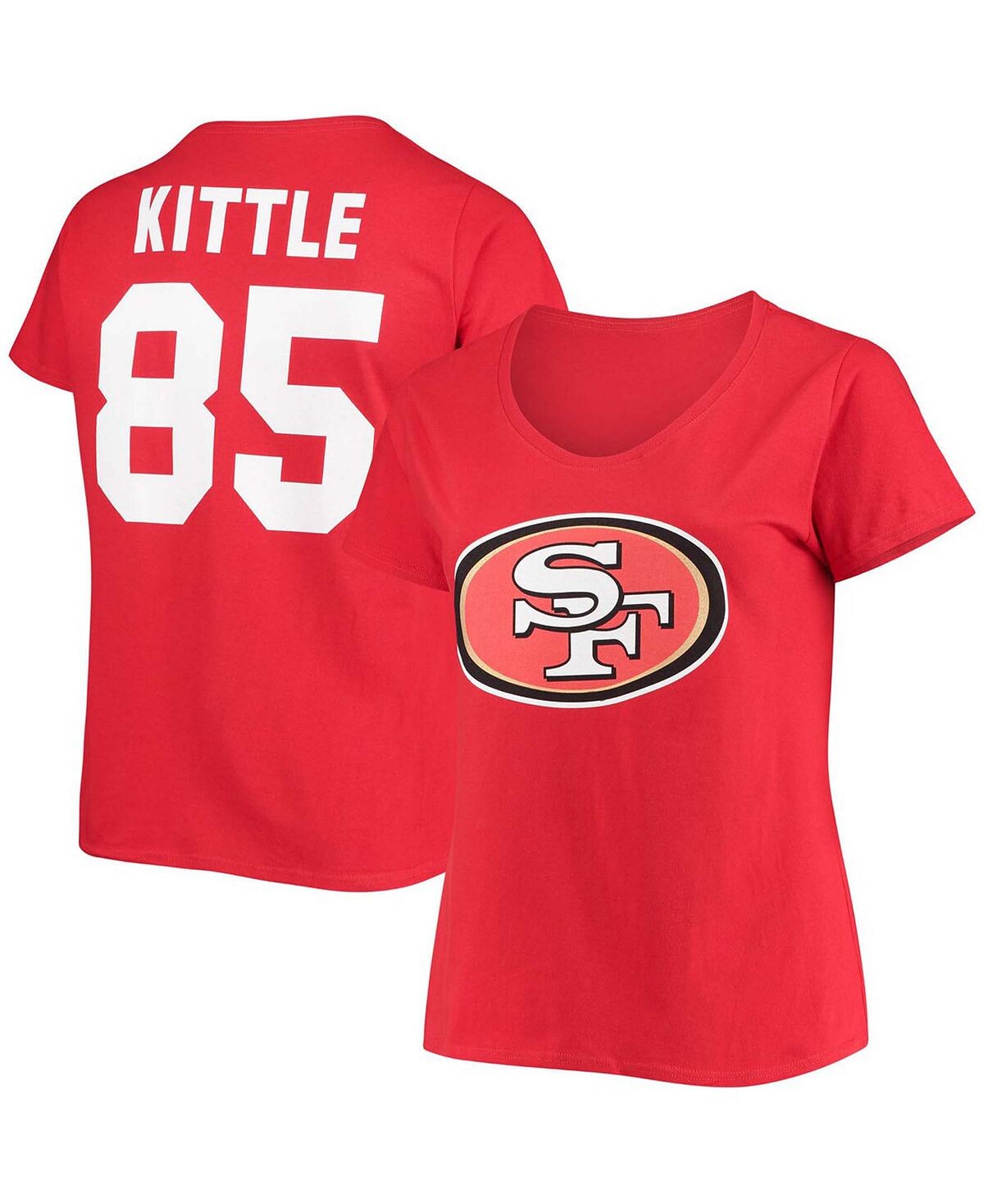 

Женская футболка больших размеров с v-образным вырезом George Kitttle Scarlet San Francisco 49Ers, имя, номер Fanatics