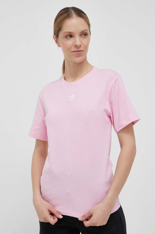 цена Хлопковая футболка adidas Originals, розовый