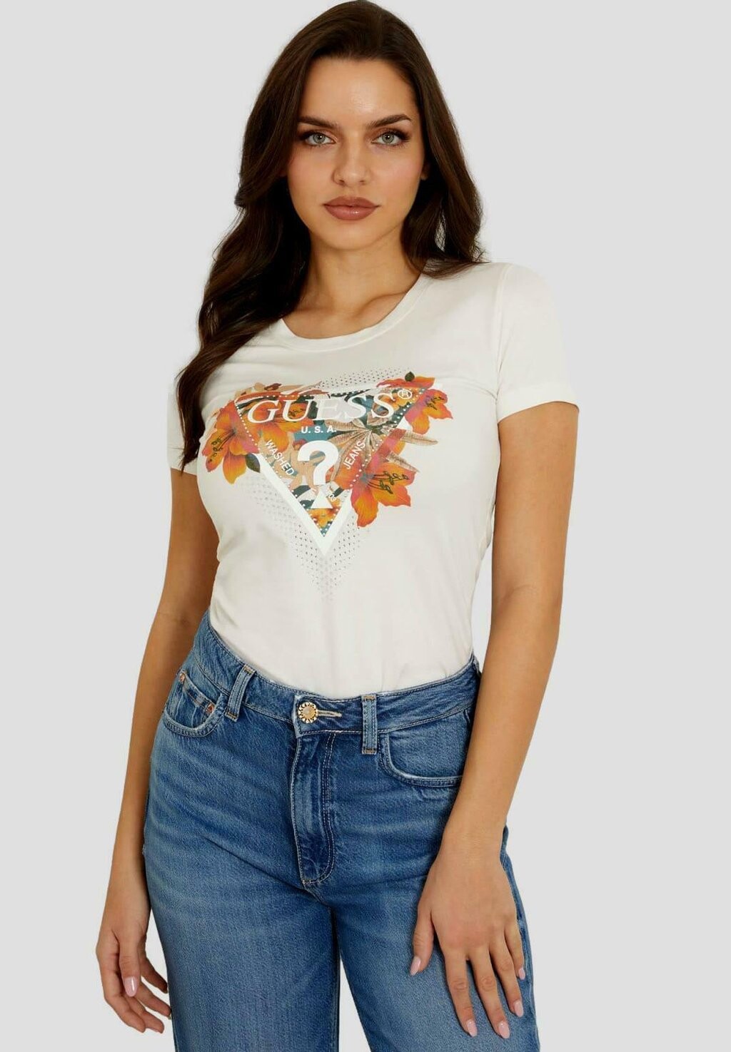 

Футболка с принтом Tropical Guess, кремовый