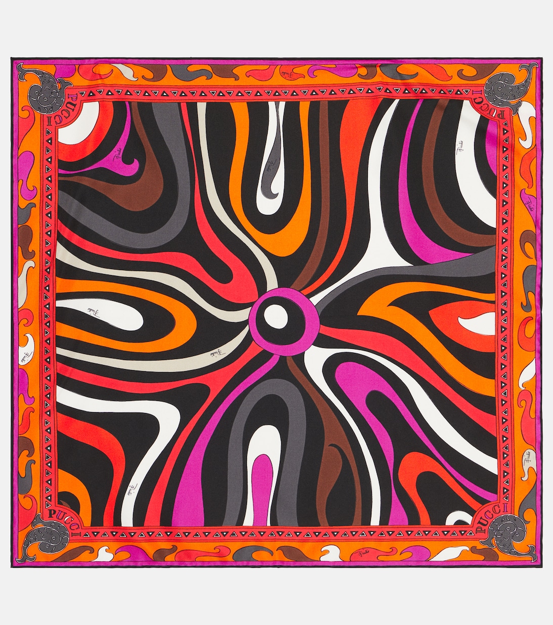 Шарф Marmo из шелкового твила Pucci, разноцветный шарф из шелкового твила с принтом pucci мультиколор