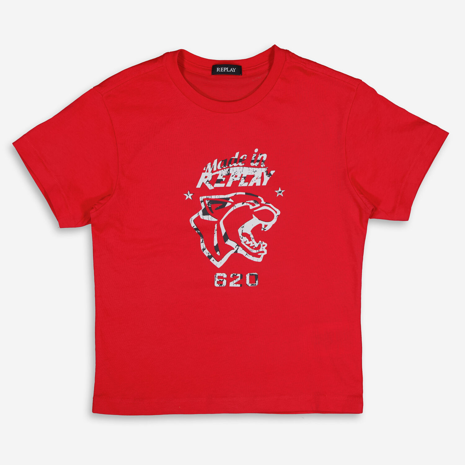 Красная футболка с логотипом и изображением большой кошки Replay брошь бижутерия кошки оксидирование серебрение красная пресня а130185ц