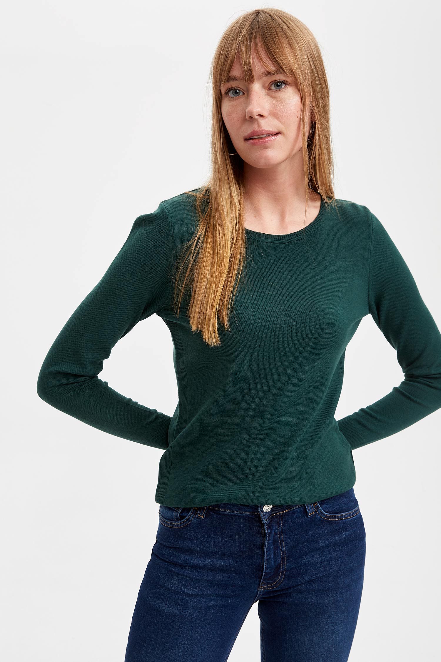 Свитер DeFacto Strick REGULAR FIT, зеленый свитер regular fit defacto цвет bordeaux