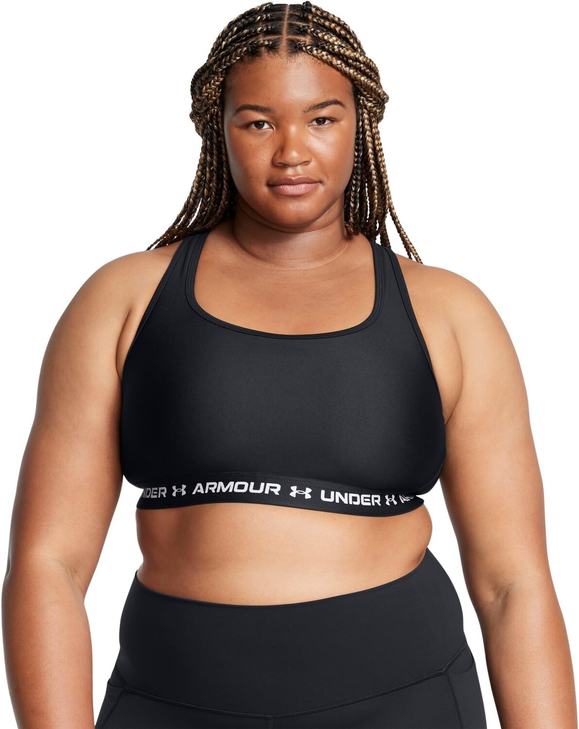 

Бюстгальтер Under Armour Plus Size Crossback Mid Bra, цвет Black/Black/White