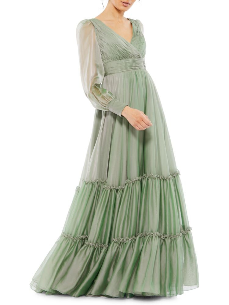 

Многоярусное платье Surplice Mac Duggal, цвет Sage