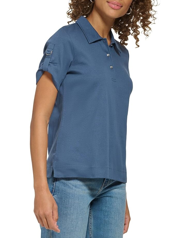 

Поло Calvin Klein Short Sleeve D-Ring Polo, цвет Oceana