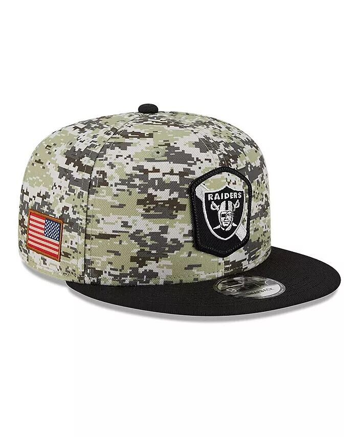 

Мужская камуфляжная черная кепка Snapback Las Vegas Raiders 2023 Salute To Service 9FIFTY New Era, зеленый