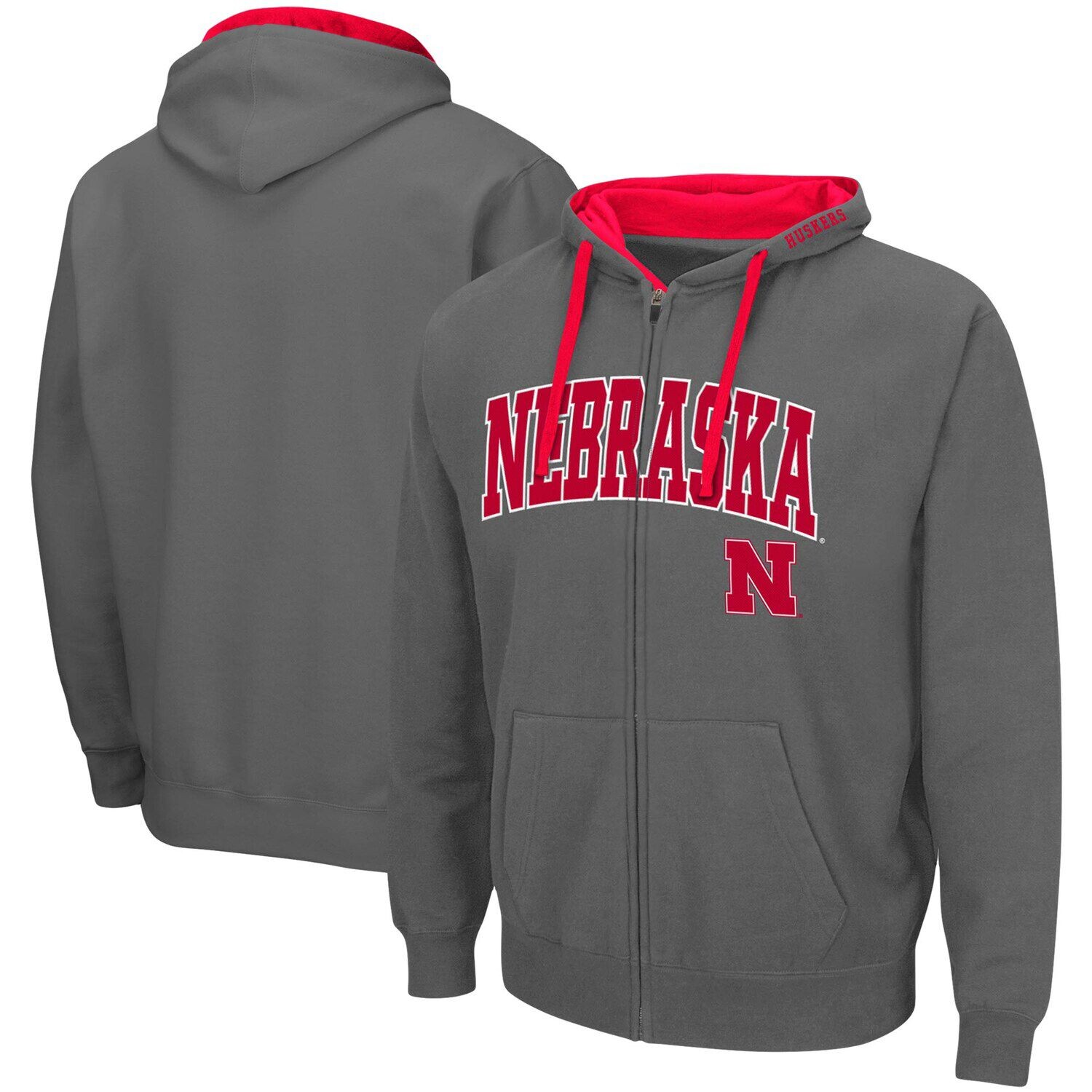 

Мужская темно-серая толстовка с молнией во всю длину Nebraska Huskers Big & Tall Colosseum, Серый