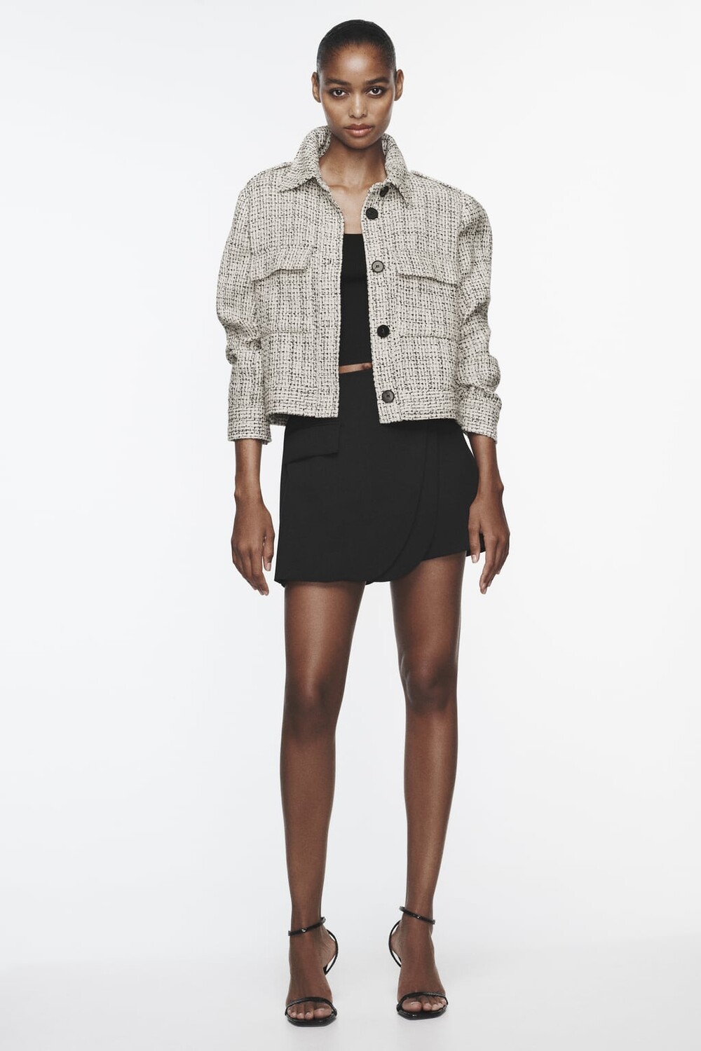 

Фактурная куртка с накладными карманами ZARA, экру