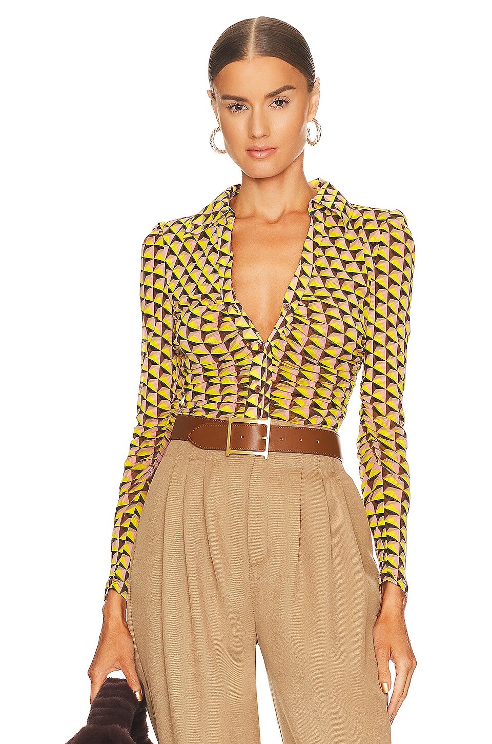 

Топ Diane von Furstenberg Nathaniel, цвет February Geo Yoke Yellow