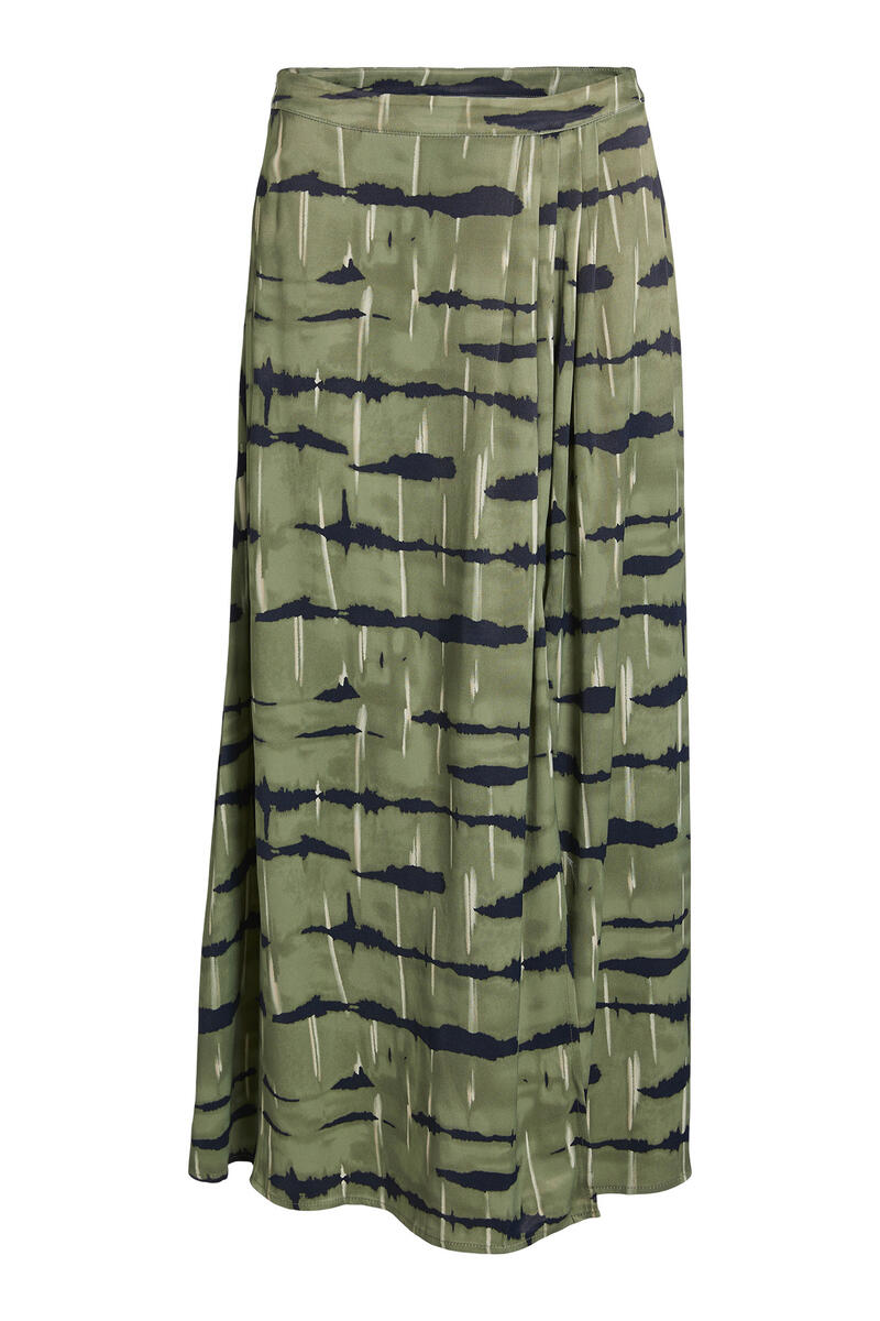 Юбка миди Vila, зеленый юбка миди женская трапециевидная на шнуровке с завышенной талией