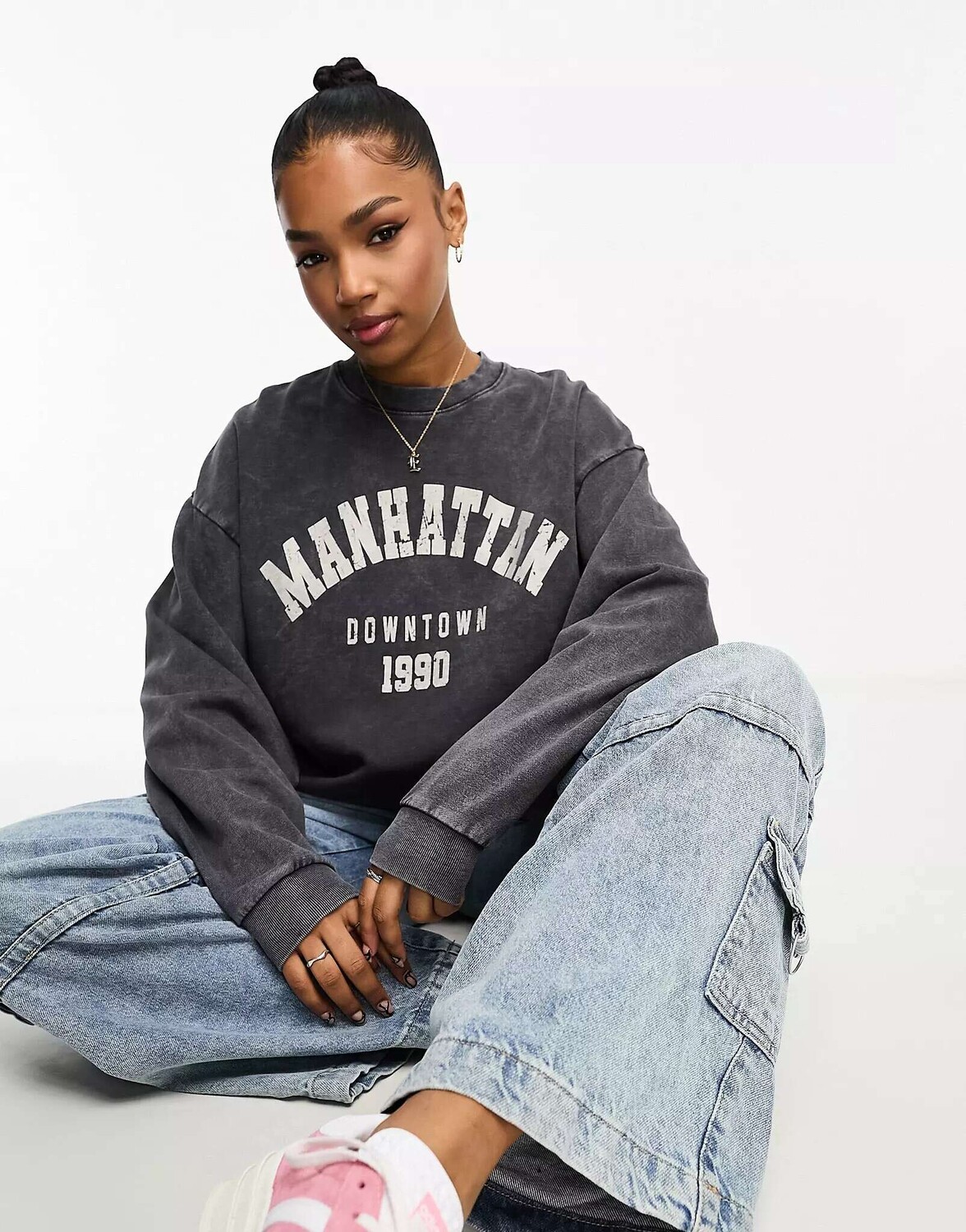 

Серый свитшот с рисунком Miss Selfridge Manhattan