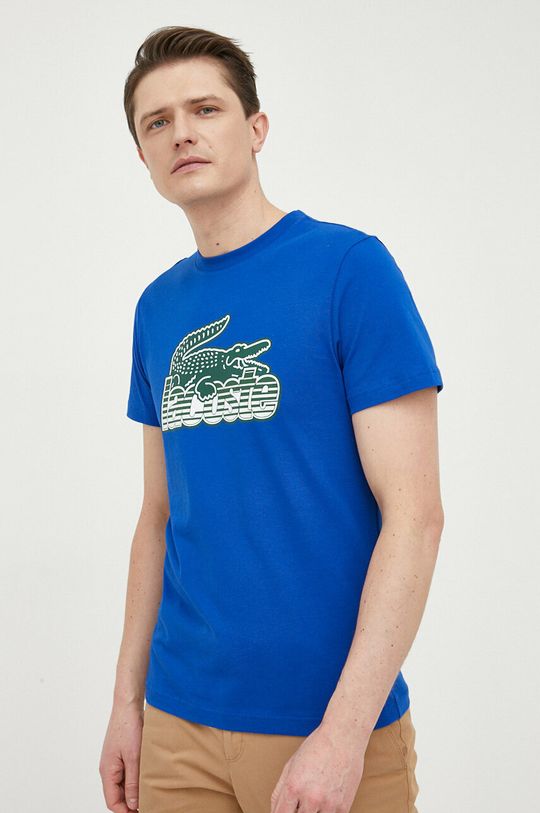 Хлопковая футболка Lacoste, синий