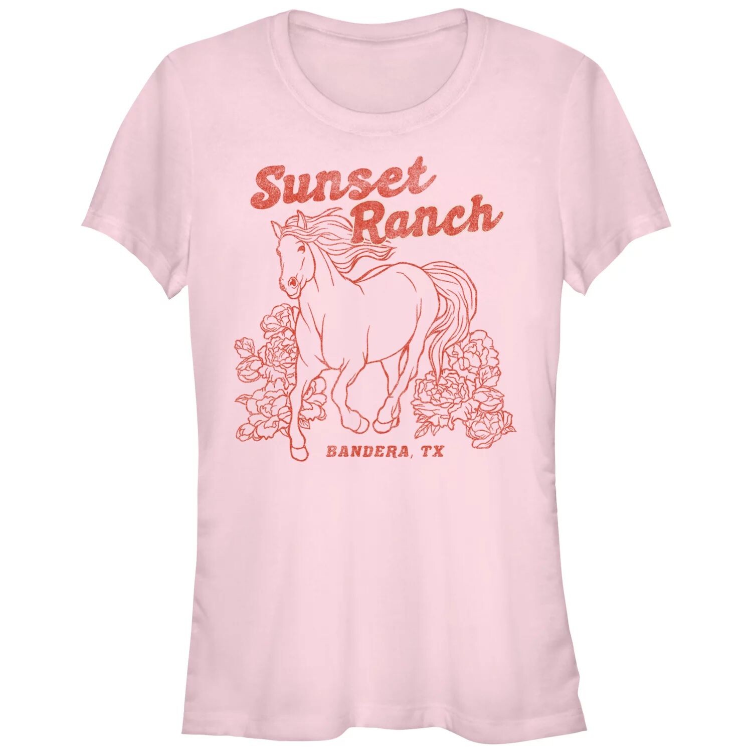 

Облегающая футболка Juniors' Sunset Ranch Bandera Tx Horse Flowers Licensed Character