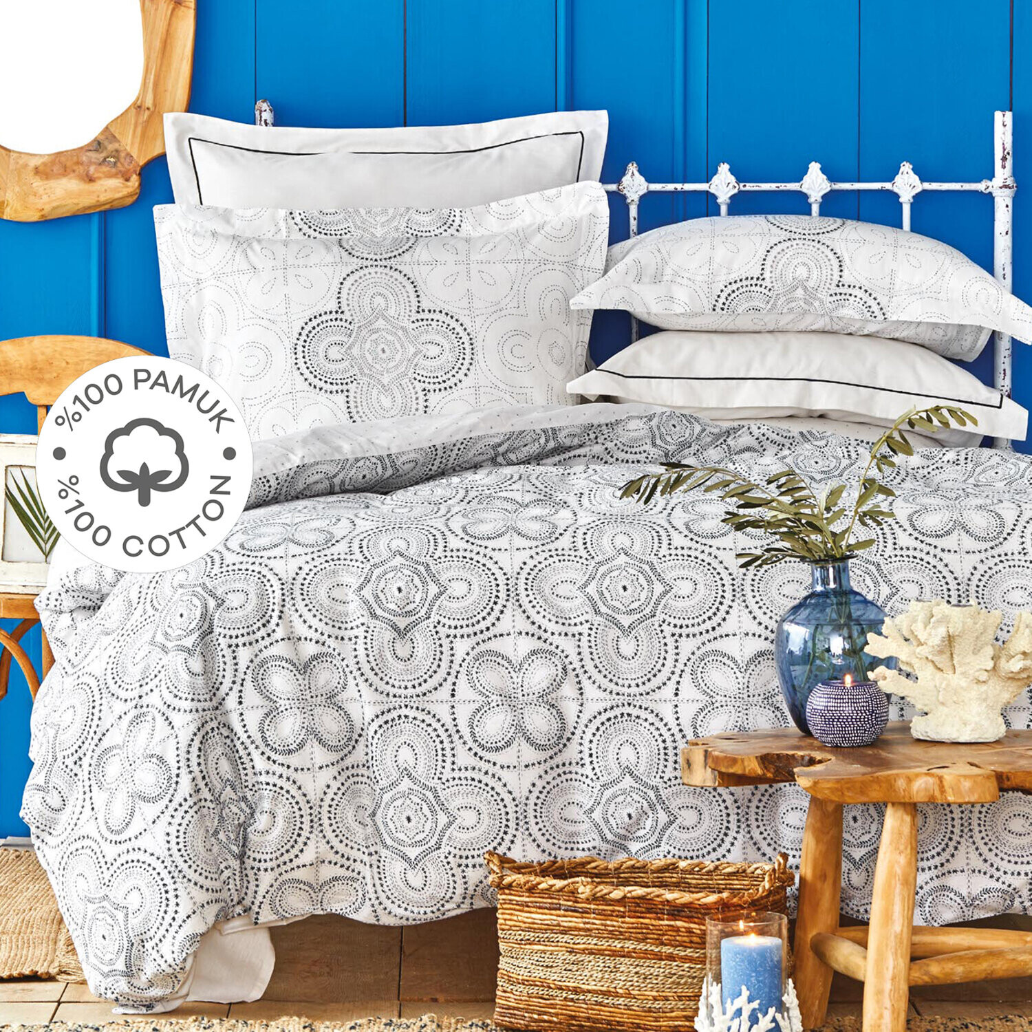 

Karaca Home Anemos Серый Комплект постельного белья из 100% хлопка