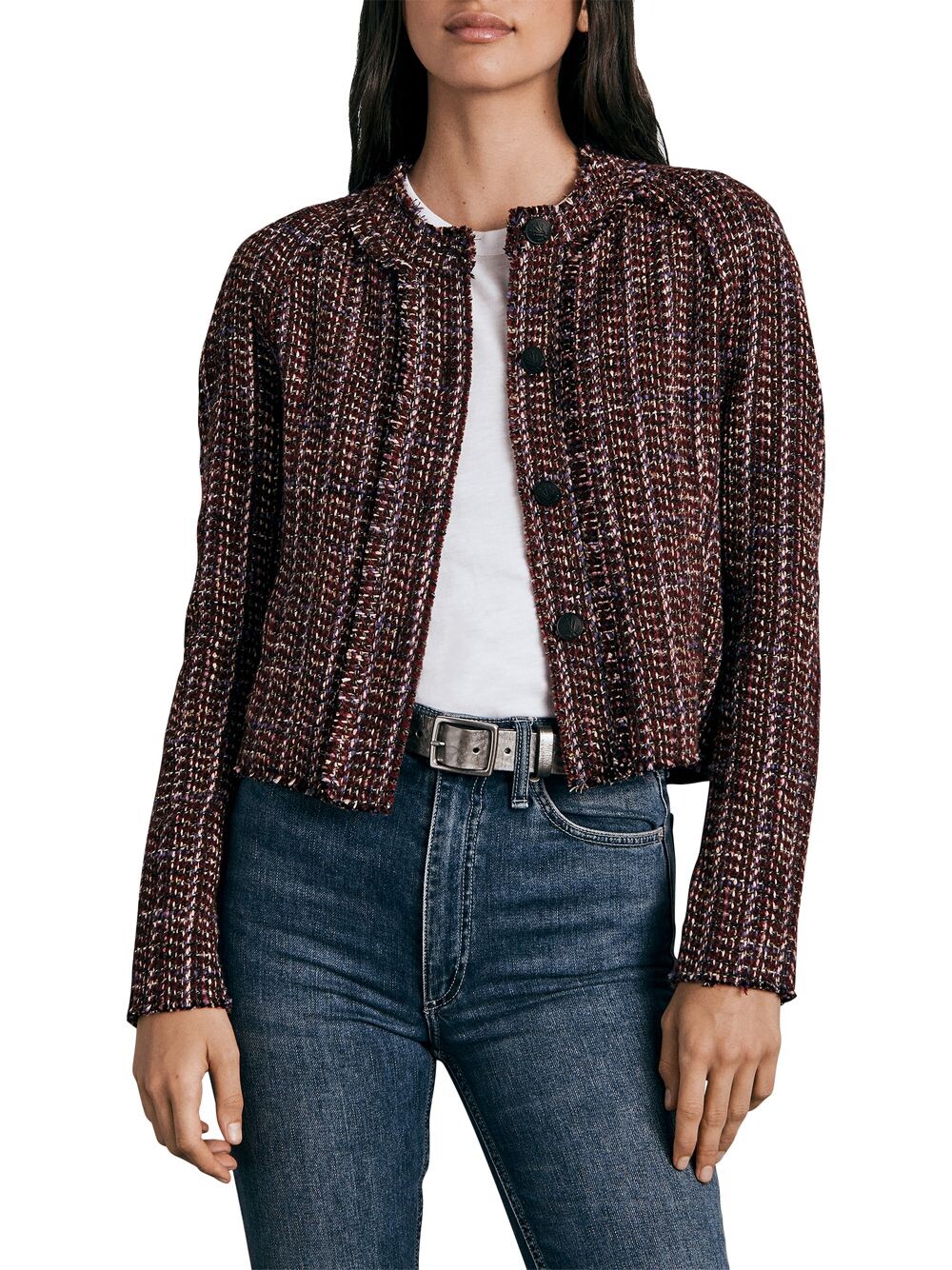 

Укороченный твидовый жакет Marisa rag & bone, бордовый
