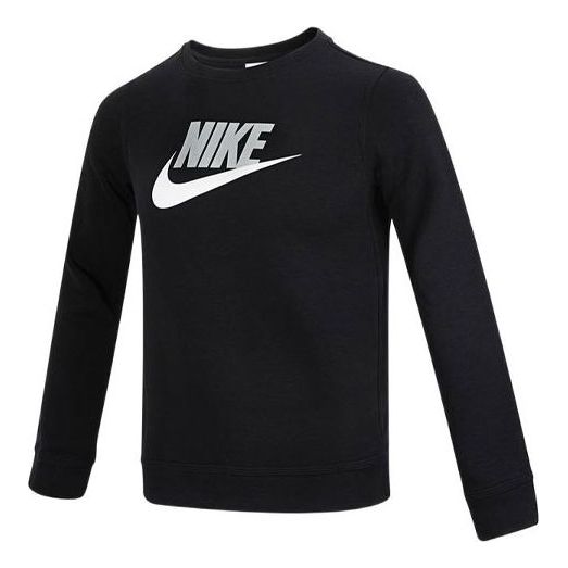 Толстовка (GS) Nike Logo Printing Athleisure Casual Sports Round Neck Pullover Boy Black, черный