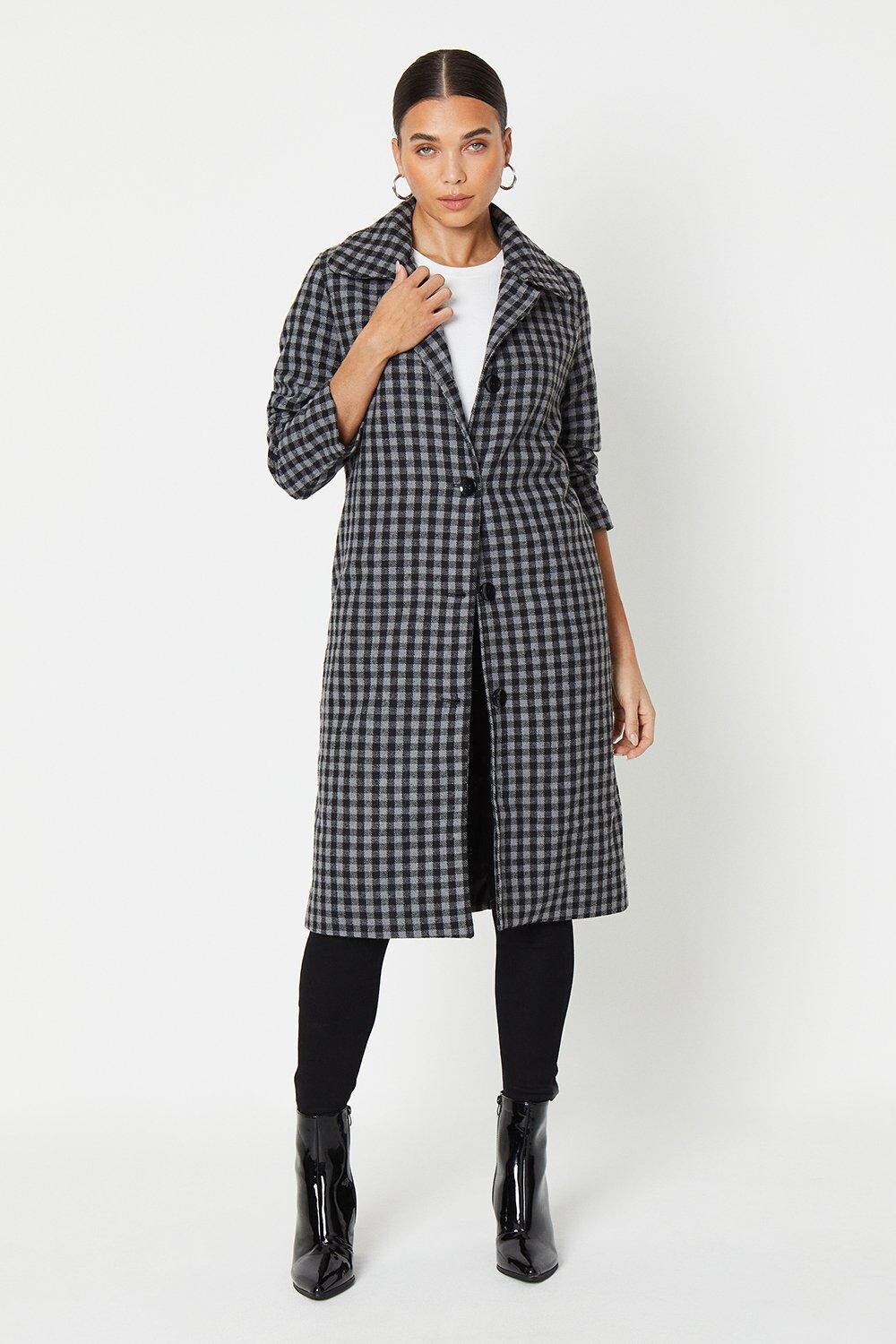 

Пальто Dolly в клетку Petite Dorothy Perkins, серый