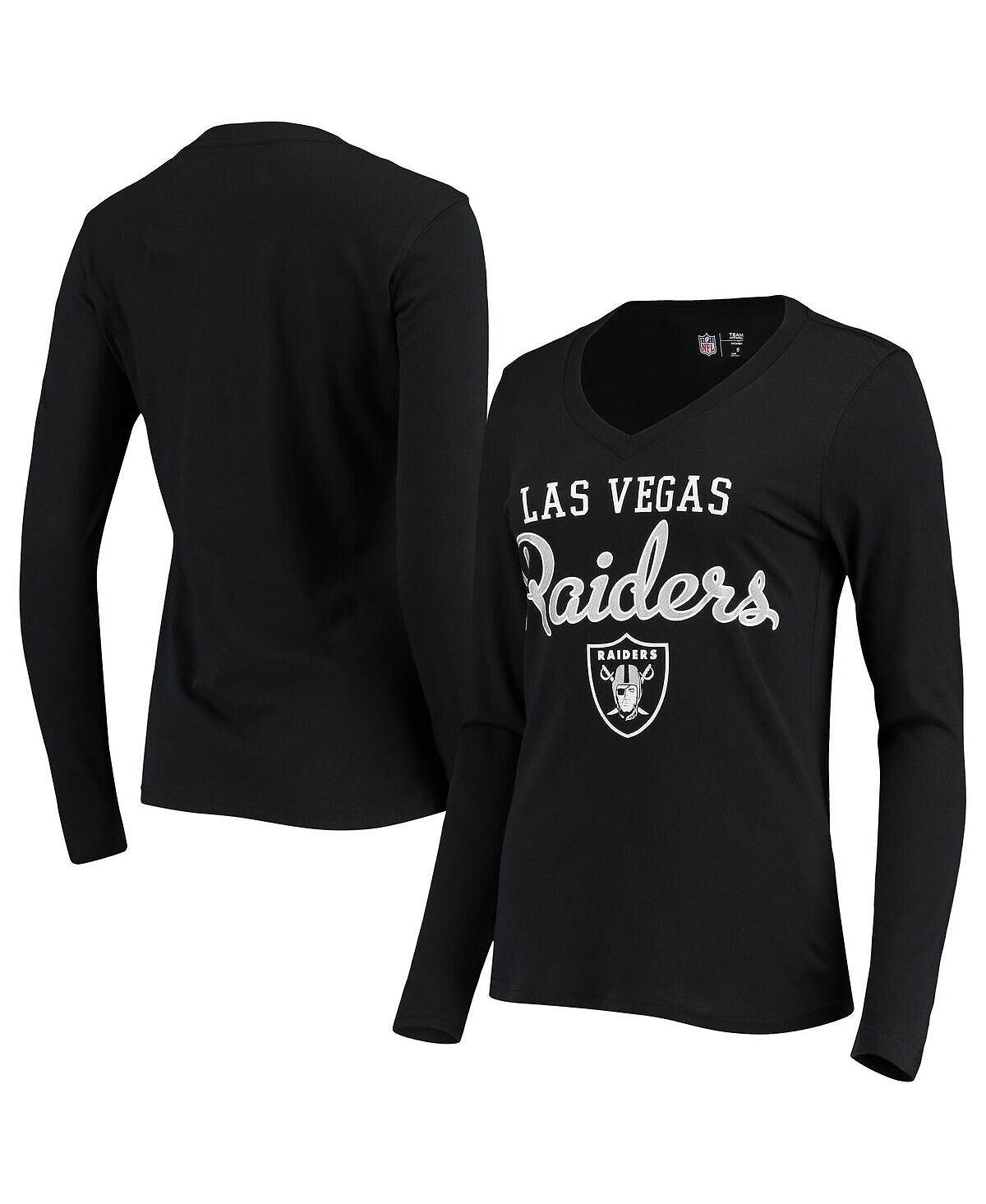 

Черная женская футболка с длинными рукавами и v-образным вырезом Las Vegas Raiders Post Season G-III 4Her by Carl Banks, черный