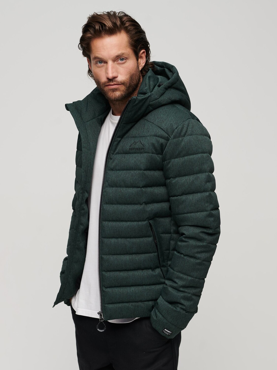 

Куртка Fuji с узором в ёлочку и капюшоном Superdry, академия темно-зеленый