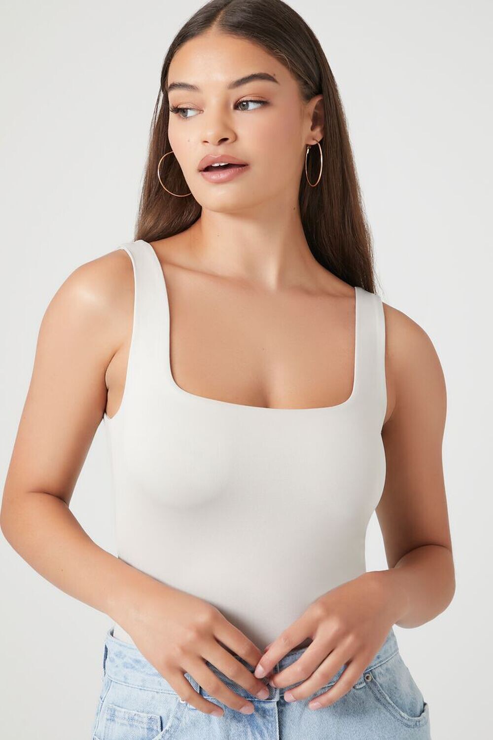 

Контурное боди-майка Forever 21, серебряный