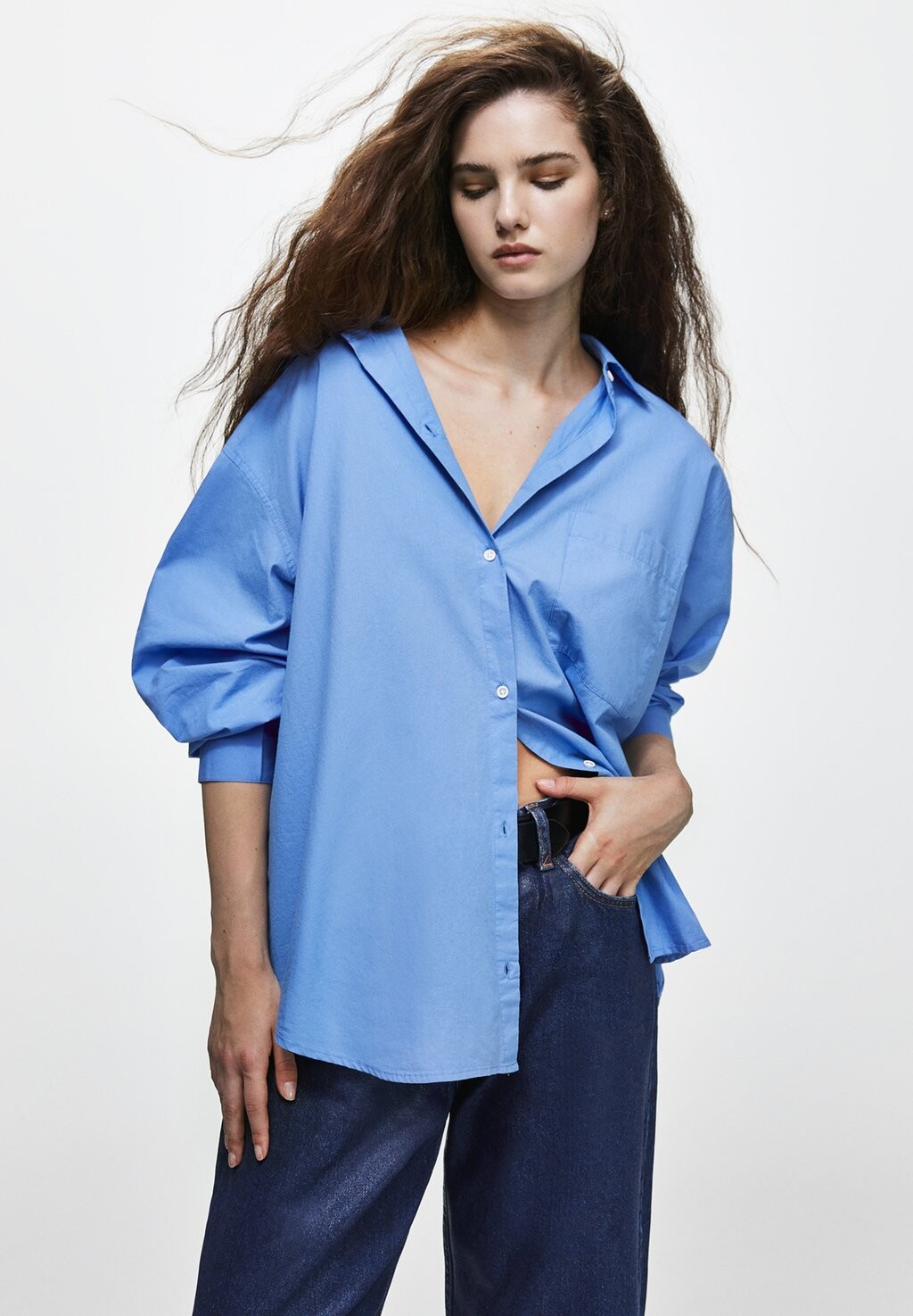 

Рубашка Long Sleeve PULL&BEAR, синий