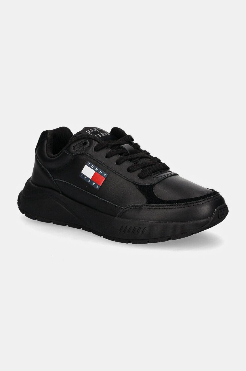 

Кожаные кроссовки Tommy Jeans TJM RUNNER FULL LEATHER ESS, черный