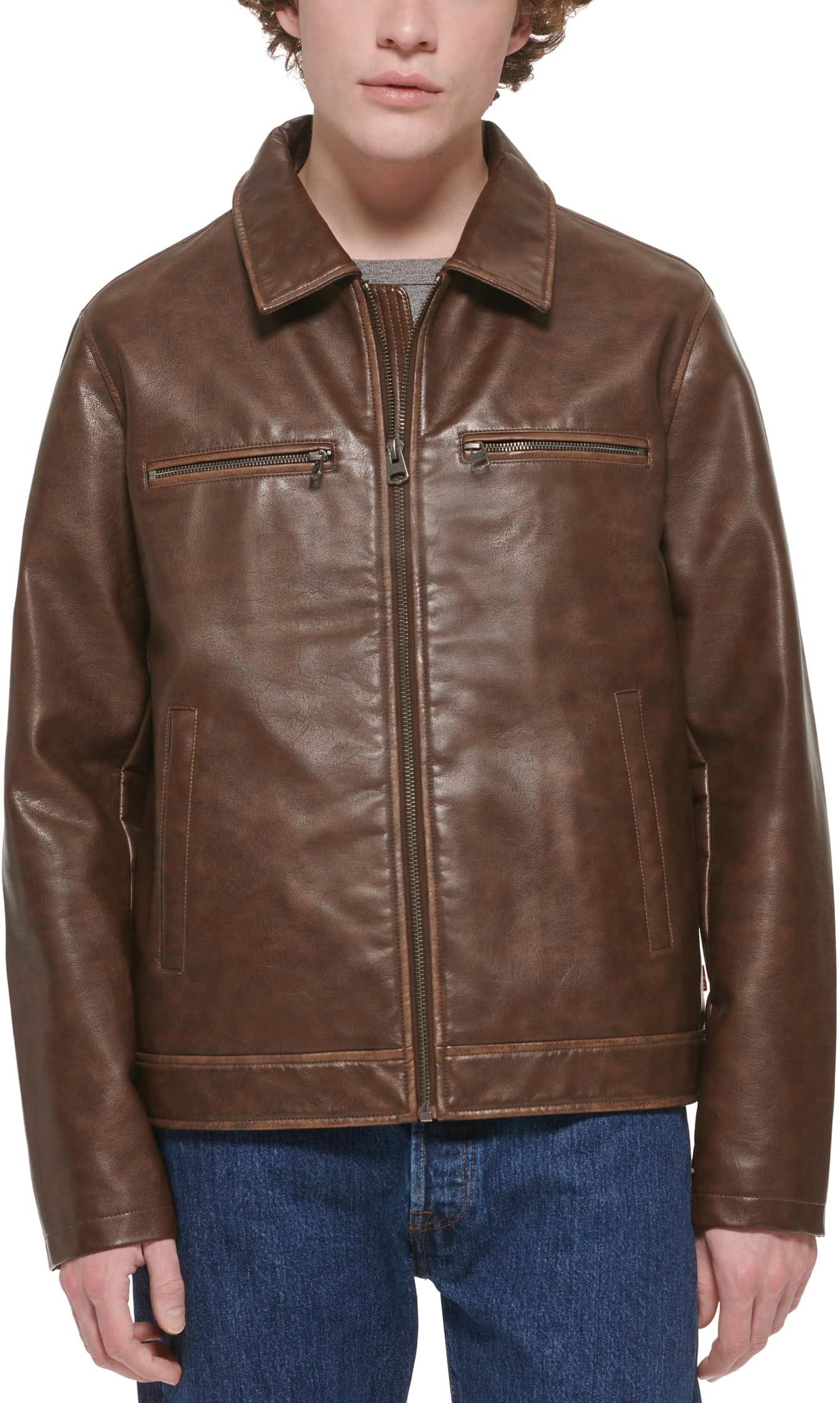 Куртка Faux Leather Jacket w/ Laydown Collar Levi's, цвет Saddle