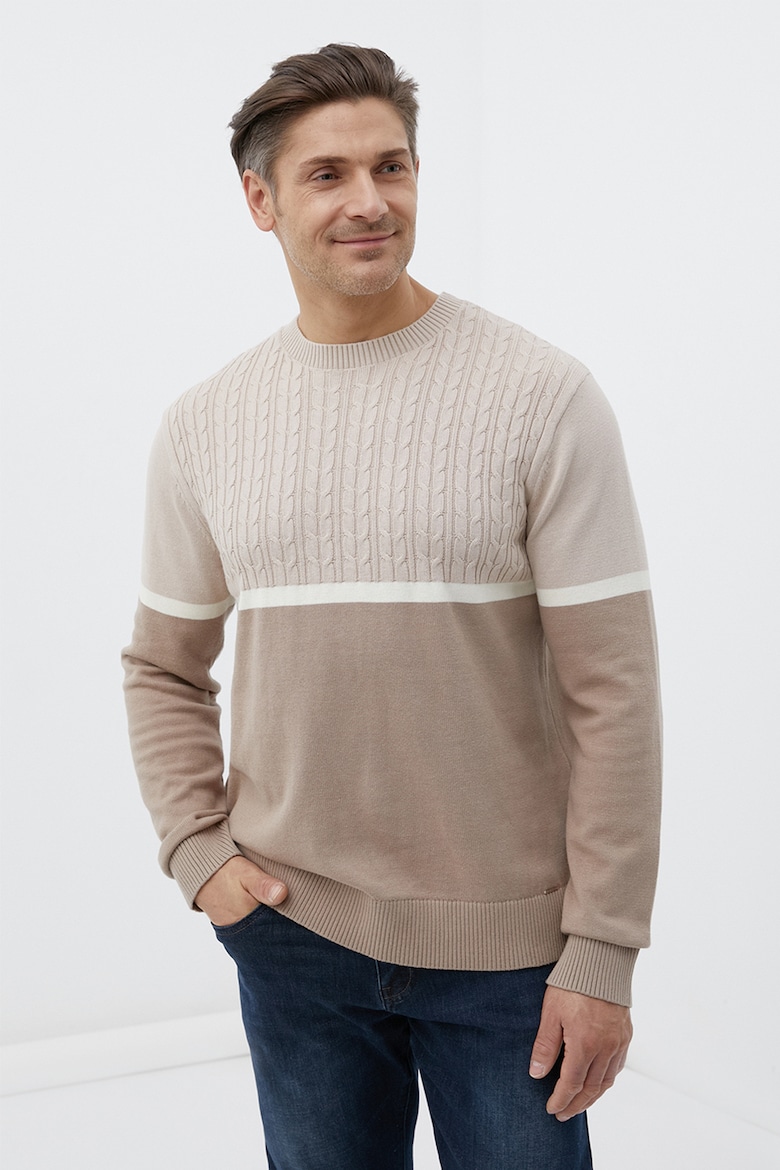 цена Хлопковый свитер с овальным вырезом Finn Flare, бежевый