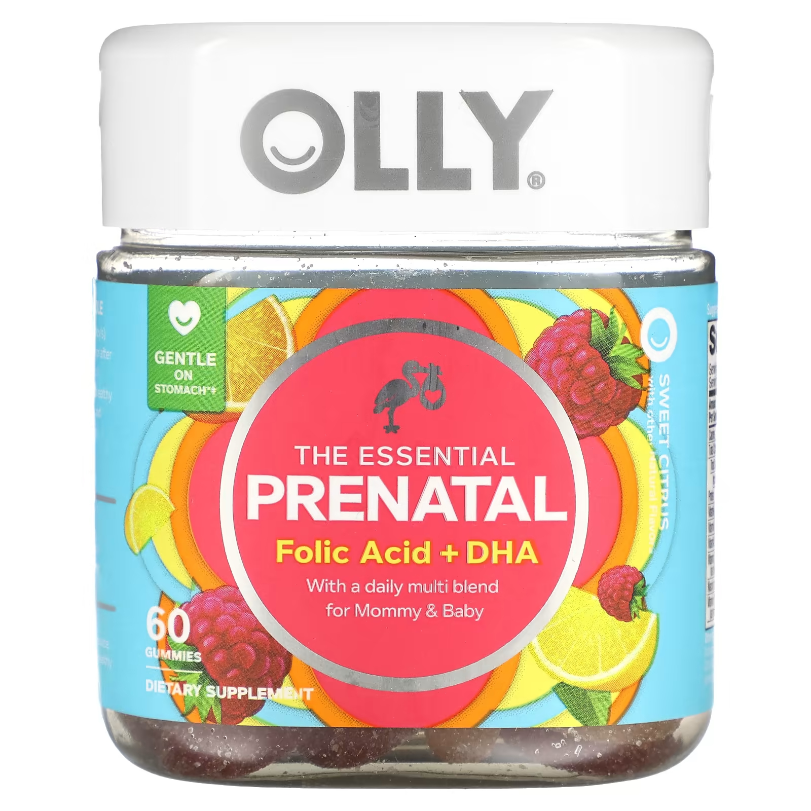 Пренатальная фолиевая кислота + DHA Olly сладкий цитрус, 60 жевательных конфет pink vibrant prenatal multi dha фолиевая кислота натуральные фрукты 60 жевательных таблеток