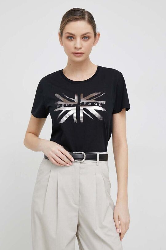 

Хлопковая футболка Lali Pepe Jeans, черный
