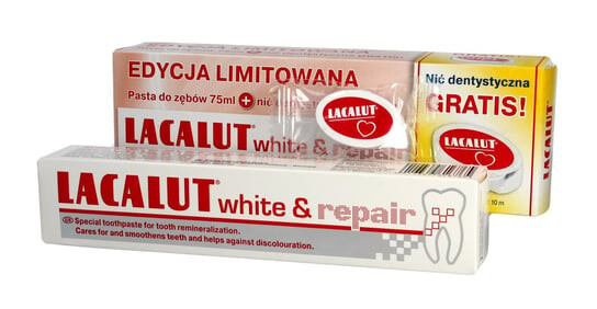 

Зубная паста + зубная нить, 75 мл Lacalut, White & Repair