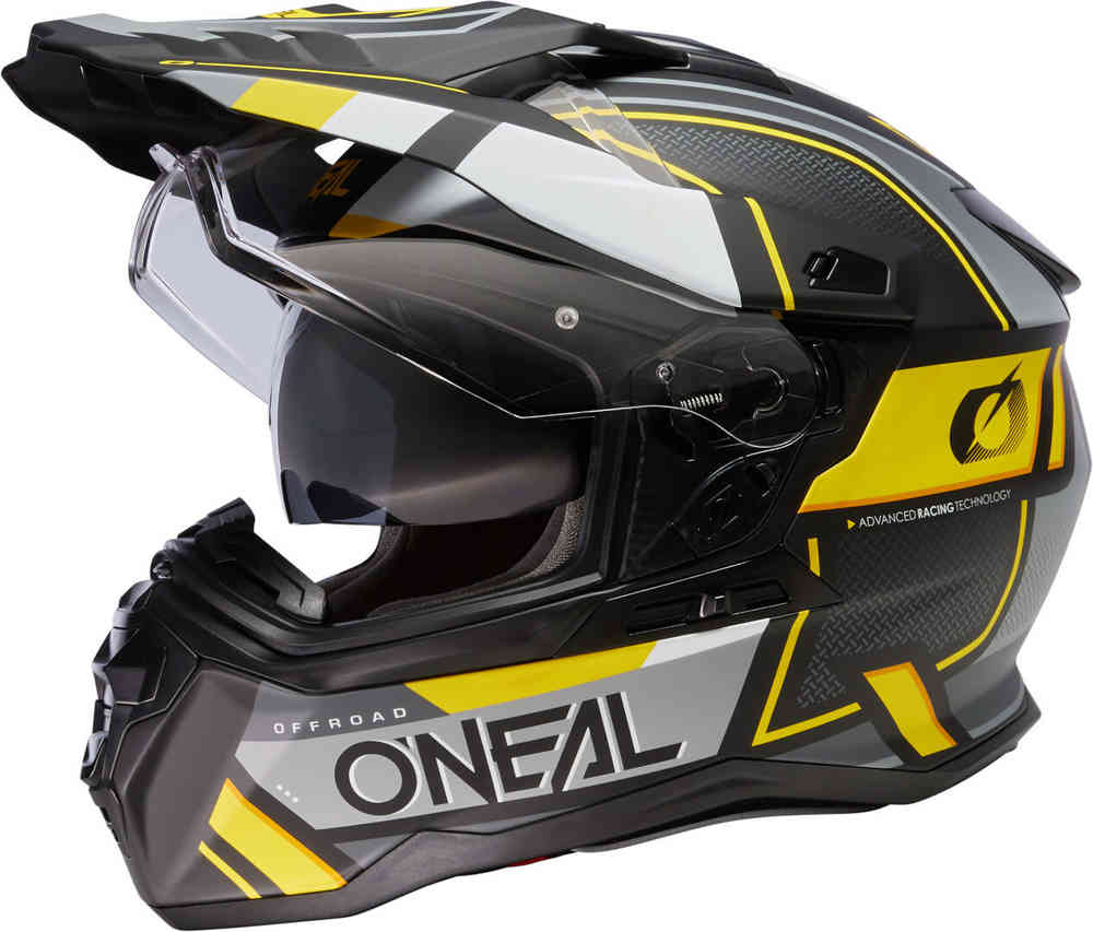 D-SRS Квадратный шлем для мотокросса Oneal, черный/серый/желтый
