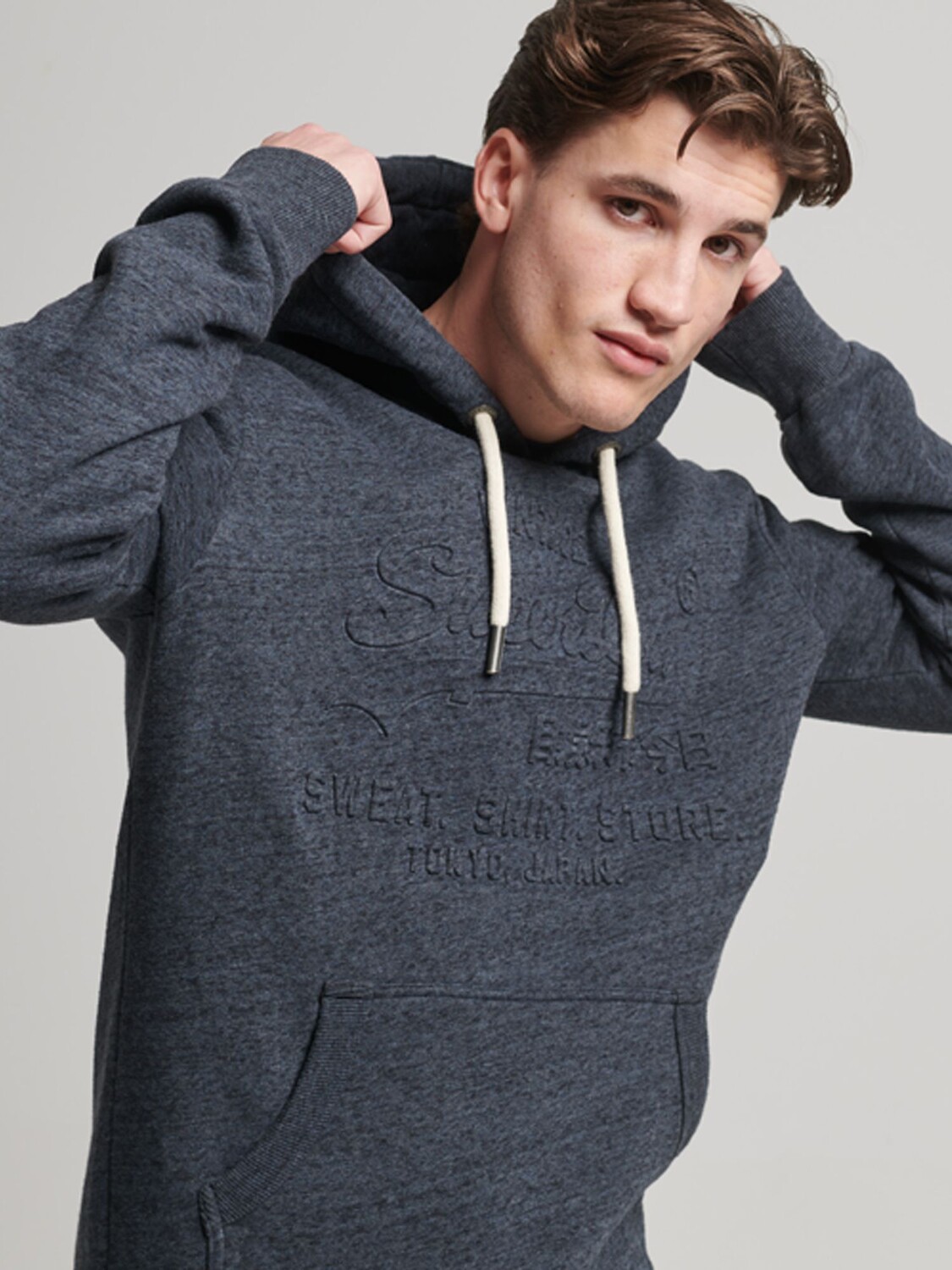 

Толстовка с тисненым логотипом Vintage Superdry, темно-синий снежный